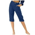 thumbnail image 1 of Nmnitkp Linen Pants Women Premium Healthy Fabric Womens Wide Leg Capri Pants Drawstring Loose Sweatpants Comfy Lounge Pajama Capris with Pockets，Cropped Trousers, 1 of 4