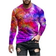 thumbnail image 1 of Nmnitkp Long Sleeve Shirt Trendy and Fashionable Graphic Mens Hipster Hip Hop Ripped Round Hemline Pattern Print T Shirt & ​​Soft and Skin-Friendly Men's Long Sleeve Shirt （Plus Size）, 1 of 4