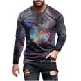 thumbnail image 1 of Nmnitkp Long Sleeve Shirt Trendy and Fashionable Graphic Mens Hipster Hip Hop Ripped Round Hemline Pattern Print T Shirt & ​​Soft and Skin-Friendly Men's Long Sleeve Shirt （Plus Size）, 1 of 4