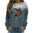thumbnail image 1 of Nmnitkp Long Sleeve Shirts for Women Comfortable and Warm Christmas Print Ugly Sweaters for Women,Festival Party Pullovers Comfy Soft Sweater Cute Santa Head Pattern Blouse Tshirt Tops, 1 of 1