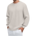 thumbnail image 1 of Nmnitkp Long Sleeve Shirts for Men Comfortable Crewneck Sweatshirts High-Quality Fabric Sweatshirts Thermal Casual Pullover Shirt Beige,2XL, 1 of 6