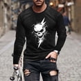 thumbnail image 1 of Nmnitkp Long Sleeve Shirts for Men Fashionable Halloween Printed Sporty Round-Neck Casual Top Black,2XL, 1 of 5