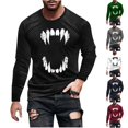 thumbnail image 1 of Nmnitkp Long Sleeve Shirts for Men Fashionable Halloween Printed Sporty Round-Neck Casual Top Navy,L, 1 of 5