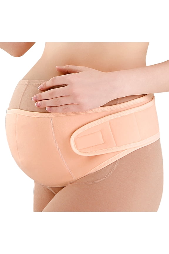 Maternity Belly Support Belt, Adjustable Pregnancy Waist Band for Back & Pelvic Pressure Relief, Comfortable Support for All Trimesters, Daily & Postpartum Use Beige,L