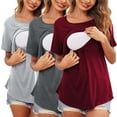 thumbnail image 1 of Nmnitkp Maternity Clothes Healthy Fabric Women's Maternity Shirts Short Sleeves Nursing Tops 2 Pack Double Laye Breastfeeding Tees Pregnancy Clothes Dark Gray,S, 1 of 9