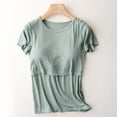 thumbnail image 1 of Nmnitkp Maternity Clothes,Women's Maternity Shirts Short Sleeve Side Ruched Stretchy Round Neck Pregnancy Tops Green,XL, 1 of 3