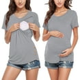 thumbnail image 1 of Nmnitkp Maternity Shirt Healthy Fabric,Women Maternity Clothes Short Sleeve Pregnancy Tshirt ,Maternity Tops Gray,S, 1 of 9