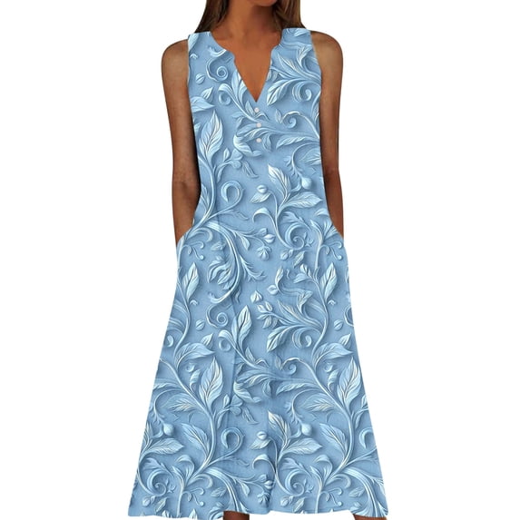 Nmnitkp Maxi Dresses for Women 2026 Summer Dress Casual Dress Gradual Sleeveless Neck V-Neck Long Dress