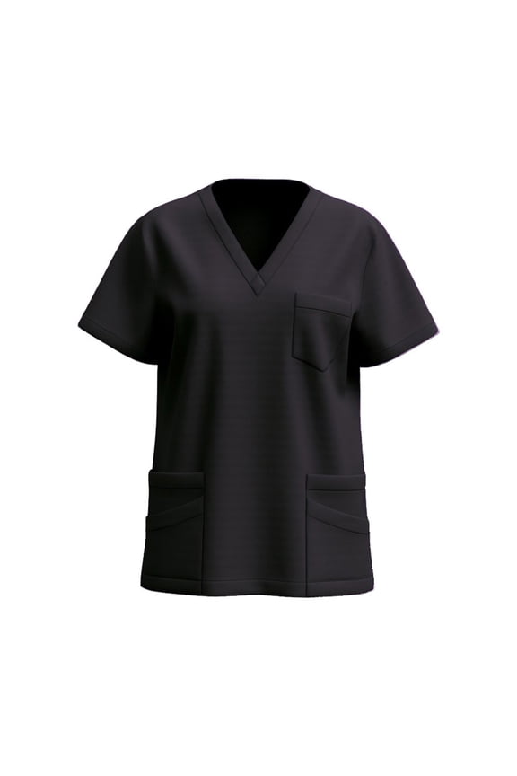 Medical Scrub Tops for Women - Soft Stretch Mandarin Collar Oversized Fit Scrub Shirts with 5 Pockets Black,2XL