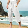 thumbnail image 1 of Nmnitkp Men's Capri Pants 3/4 Joggers Gym/Workout/Hiking Below Knee Long Shorts Lightweight Quick Dry with Zipper Pockets White,3XL, 1 of 6