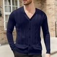 thumbnail image 1 of Nmnitkp Men's Cardigan Sweater Wool Blend Cable Knit V Neck Buttons Cardigan with Pockets Navy,XS, 1 of 7