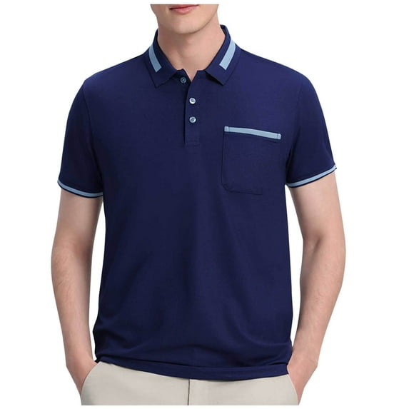 Nmnitkp Men's Casual Shirts Classic Button Basic Short Sleeve Shirt Solid Color Mens Shirts Tees Golf Stylish Tops with Pocket M