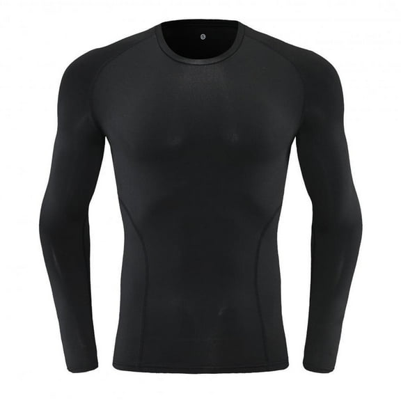Nmnitkp Men's Compression Shirt Casual Fashion Solid Color Running Fitness Long Sleeve Leotard High-elastic Exercise Mens Long Sleeve Tee Shirts Black,M