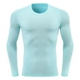 thumbnail image 1 of Nmnitkp Men's Compression Shirt Casual Fashion Solid Color Running Fitness Long Sleeve Leotard High-elastic Exercise Mens Long Sleeve Tee Shirts Sky Blue,2XL, 1 of 5