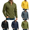 thumbnail image 1 of Nmnitkp Men's Full Zip Stand Collar Polar Fleece Jacket Lightweight Warm Long Sleeve Fleece Coat Casual Outerwear Fall Winter Layering for Hiking Daily Work Outdoor Wear Army Green,L, 1 of 9