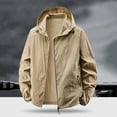 thumbnail image 1 of Nmnitkp Men's Full Zip UPF 50+ Sun Protection Hoodie Long Sleeve Shirts with Pockets Light Jacket Lightweight Hoodies for Men Khaki,XL, 1 of 6