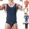 thumbnail image 1 of Nmnitkp Men's Leotard Underwear Racer Back One-Piece Bodysuit Stretch Swimsuit Thongs Singlet Workout,Mens Swim Shirt Navy,S, 1 of 9