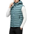 thumbnail image 1 of Nmnitkp Men's Lightweight Hooded Puffer Vest Full Zip Sleeveless Padded Outerwear With Zipper Pockets Warm Vest for Fall Winter Daily Wear Travel Hiking Casual Outdoor Activities Blue,S, 1 of 9
