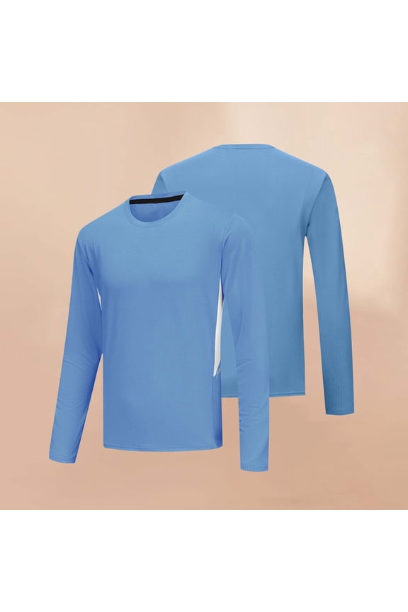 Men's Long Sleeve Compression Shirts Athletic Sport Undershirts Tight Base Layer Tops Rash Guard Workout Running Gym Light Blue,3XL