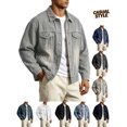 thumbnail image 1 of Nmnitkp Men's Loose Fit Denim Jacket Vintage Washed Trucker Jacket Button‑Down Long Sleeve Casual Work Coat for Fall Street Daily Dating Outdoor Wear Khaki,3XL, 1 of 9