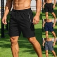thumbnail image 1 of Nmnitkp Men's Quick Dry Athletic Shorts Elastic Waist Drawstring With Zipper Pockets Lightweight Workout Gym Running Hiking Summer Shorts, 7 Inch Black,L, 1 of 9