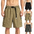 thumbnail image 1 of Nmnitkp Men's Quick Dry Cargo Shorts Elastic Waist with Adjustable Belt Multi-Pocket Breathable Outdoor Hiking Casual Summer Shorts for Men Khaki,M, 1 of 6