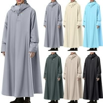 Nmnitkp Men's Raincoat Long Rain Jacket Hooded Waterproof Emergency Poncho Raincoat Trench Fishing Coat Gray,Free Size