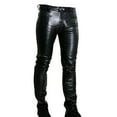 thumbnail image 1 of Nmnitkp Men's Skinny Straight Leg Tapered Pu Faux Leather Motorcycle Biker Pants High Cost Performance Mens Pants & High Quality Fabric Oversize Mens Sweatpants, 1 of 6
