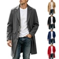 thumbnail image 1 of Nmnitkp Men's Solid Color Notched Lapel Single‑Breasted Mid‑Long Wool Blend Overcoat Long Sleeve Pocket Trench Coat for Fall Winter Business Casual Daily Street Outfits Dark Gray,S, 1 of 9