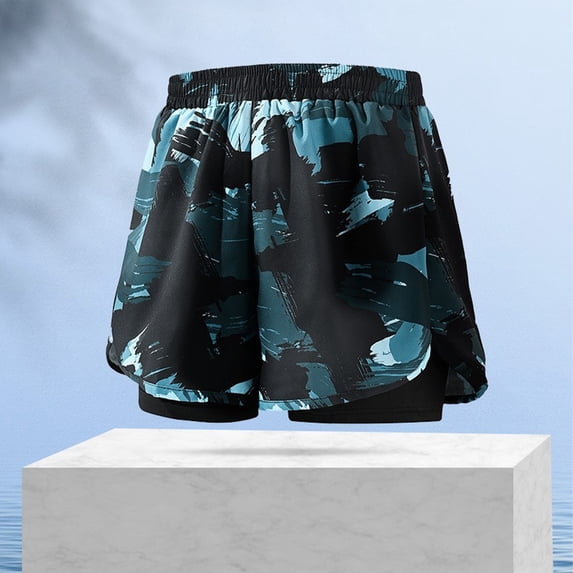 Nmnitkp Men's Swim Trunks 2 in 1 Beach Shorts Quick Dry Bathing Suits with Compression Liner Swim Trunks UPF 50+ Sun Protection Men's Swimwear Green,2XL