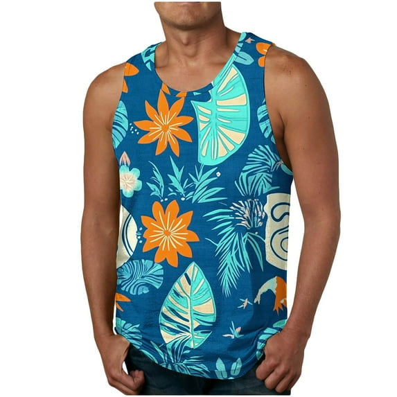 Nmnitkp Men's Tank Top Soft,Breathable and Absorbent Tank Tops Men High quality fabric Cotton Mens Sleeveless Tank Tops Workout Gym Shirts Palm Tree Vintage Style T-Shirt S-2XL