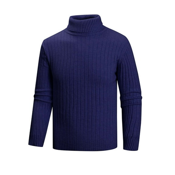 Nmnitkp Men's Turtleneck Sweaters Long Sleeve Knitted Lightweight Casual Pullover Sweater Fall Winter Spring Navy,2XL