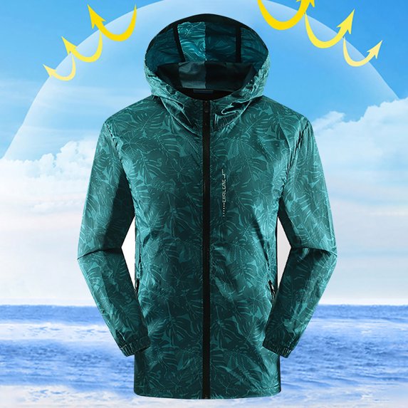 Nmnitkp Men's UPF 50+ Light Jacket Full Zip Sun Protection Hoodie Ultrathin and Breathable Mens Sun Protection Shirts Long Sleeve Sun Shirts for Men Hiking Fishing Zip Pockets(PLUE SIZE)