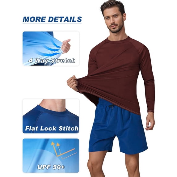 Nmnitkp Men's UPF 50+ Long Sleeve Sun Shirt Quick Dry Moisture Wicking Lightweight Breathable Athletic Top Plus Size S-5XL for Fishing Golf Hiking Beach Summer Brown,4XL