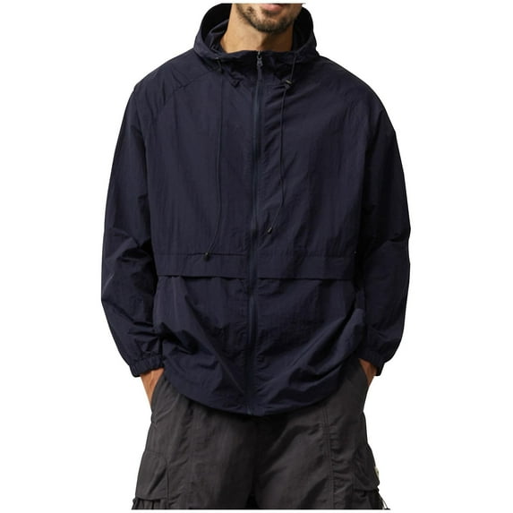 Nmnitkp Men's UPF 50+ Sun Protection Hooded Jacket UV Shirt Long Sleeve SPF Quick Dry for Fishing Hiking Workout & High Quality Sunscreen Fabric Mens Sun Protection Shirts with Zip Pockets