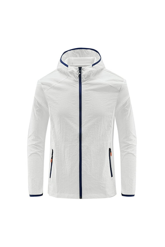 Men's UPF 50+ Sun Protection Hoodie Jacket Zip Up Lightweight Long Sleeve UV Fishing Shirts Quick Dry Zip Pockets & High Quality Sunscreen Fabric Mens Sun Protection Shirts(Plus Size)
