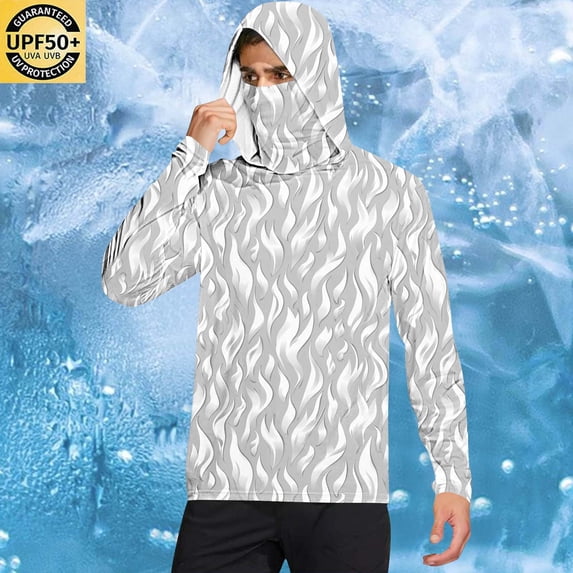Nmnitkp Men's UPF 50+ Sun Protection Hoodie Lightweight Long Sleeve Rash Guard Shirts Fishing Swim Athletic Workout,Sun Protection Shirts for Men with Mask