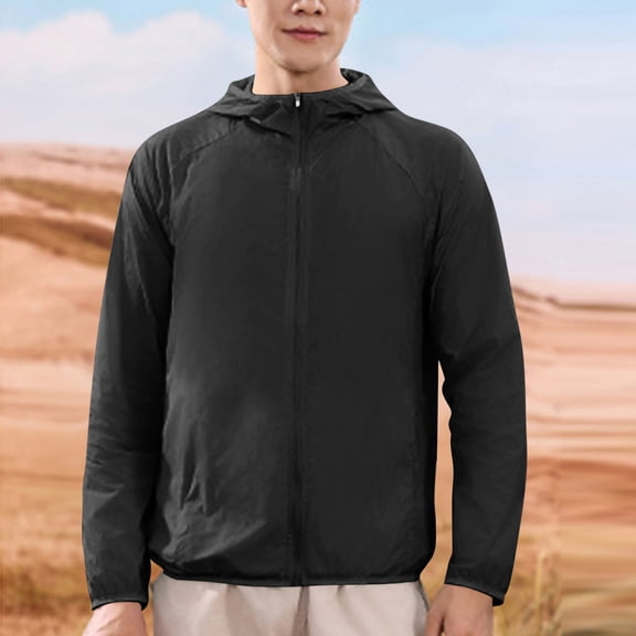 Nmnitkp Men's UPF 50 Sun Protection Jacket Full Zip Lightweight Hoodie Summer Shirts for Hiking Fishing Outdoor