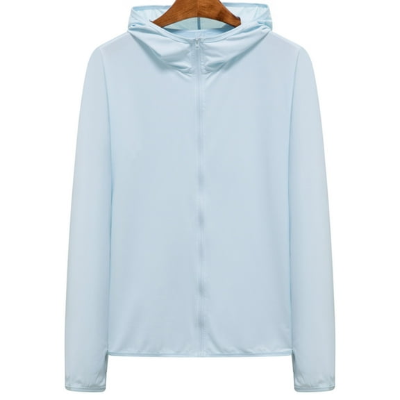 Nmnitkp Men's UPF 50+ Sun Protection Outdoor Light Jacket Full Zip Hoodie Long Sleeve Fishing Hiking Sun Shirts for Men Ice silk Comfortable and Breathable Mens UV Protection Shirts