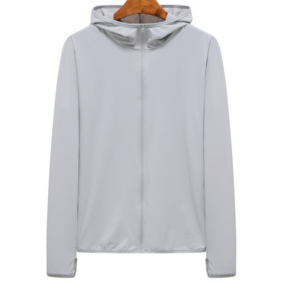Nmnitkp Men's UPF 50+ Sun Protection Outdoor Light Jacket Full Zip Hoodie Long Sleeve Fishing Hiking Sun Shirts for Men Ice silk Comfortable and Breathable Mens UV Protection Shirts