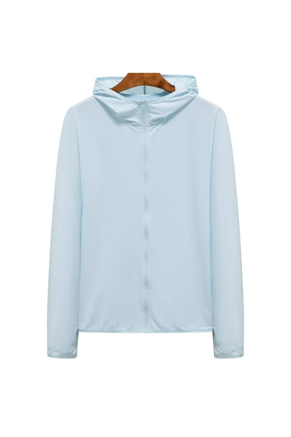 Men's UPF 50+ Sun Protection Outdoor Light Jacket Full Zip Hoodie Long Sleeve Fishing Hiking Sun Shirts for Men Ice silk Comfortable and Breathable Mens UV Protection Shirts