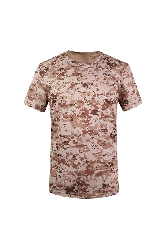 Men's UPF 50+ Sun Protection Shirts Swim SPF UV Quick Dry Short Sleeve T-Shirts for Athletic Fishing Training & Camouflage and Solid Color Print Mens Sun Protection Shirts