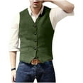 thumbnail image 1 of Nmnitkp Men's V-Neck Suit Vests Slim Fit Casual Business Formal Herringbone Tweed Wool Waistcoat Wedding Groomsmen Suit Vest, 1 of 6