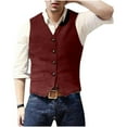 thumbnail image 1 of Nmnitkp Men's V-Neck Suit Vests Slim Fit Casual Business Formal Herringbone Tweed Wool Waistcoat Wedding Groomsmen Suit Vest, 1 of 6