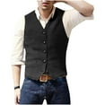 thumbnail image 1 of Nmnitkp Men's V-Neck Suit Vests Slim Fit Casual Business Formal Herringbone Tweed Wool Waistcoat Wedding Groomsmen Suit Vest, 1 of 6