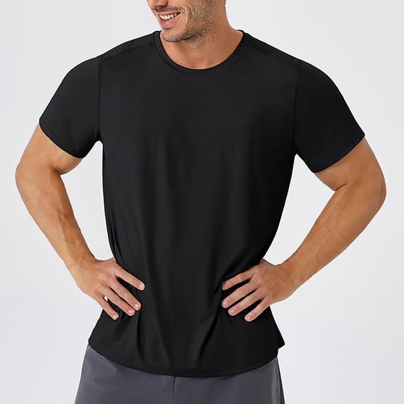 Nmnitkp Men's Workout T-Shirt Sport UPF 50+ Sun Protection Rash Guard Shirts Quick-Dry Moisture Wicking Athletic Tops Black,S
