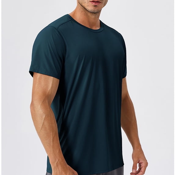 Nmnitkp Men's Workout T-Shirt Sport UPF 50+ Sun Protection Rash Guard Shirts Quick-Dry Moisture Wicking Athletic Tops Dark Blue,XL