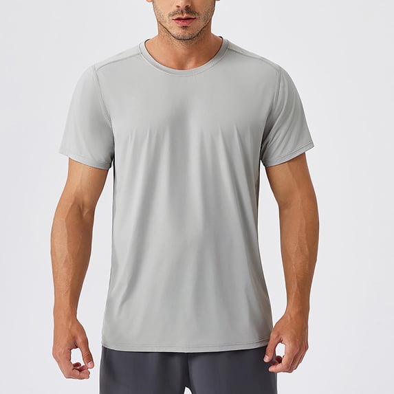 Nmnitkp Men's Workout T-Shirt Sport UPF 50+ Sun Protection Rash Guard Shirts Quick-Dry Moisture Wicking Athletic Tops Gray,2XL