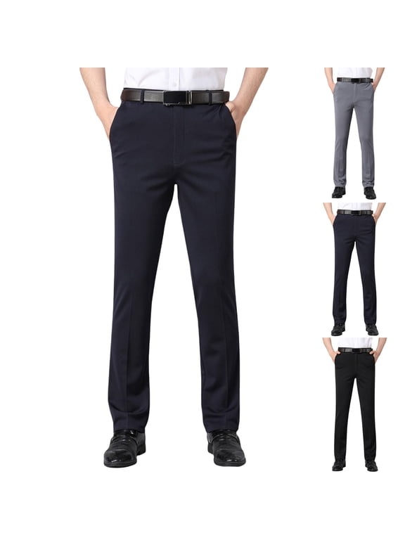 Mens Dress Pants Ultimate Performance Pleated Chino Pants Dress Pants for Men Non-Iron Fabric, Stretch Lightweight Twill Men's Pants Black,29