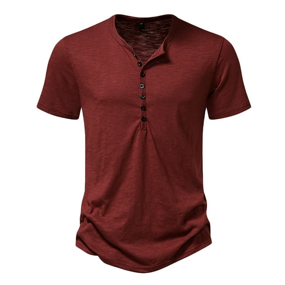 Nmnitkp Mens Fashion Casual Front Placket Basic Short Sleeve Henley T-Shirts or Cotton Mens Shirts New Design Soft Tshirts Shirts for Men
